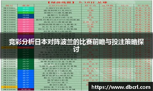 竞彩分析日本对阵波兰的比赛前瞻与投注策略探讨